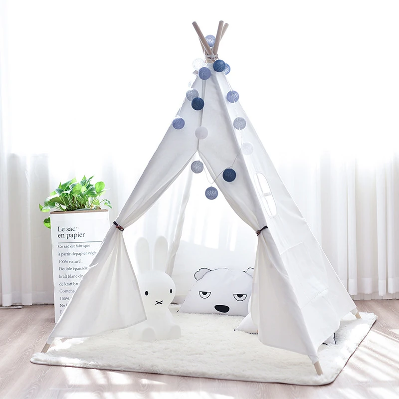 Tienda de lona Tipi niños tienda de campaña india princesa Casa de juego interior simulada Camping bebé habitación decoración regalo de cumpleaños - 4
