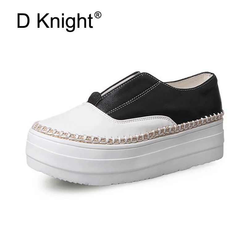 

Women Shoes Casual Super Soft PU Leather Loafers Thick Bottom Slip on Spring Autumn Shoes Woman Plus Size 31-43 Student Creepers