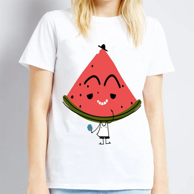 2017 New Plus Size Summer Fashion Watermelon Short Sleeve Print Cute Female T Shirts O Neck 6XL 