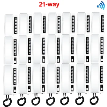 

ZHUDELE Audio Intercom System 21-Way Interphones 2.4Ghz Wireless Audio Door Phone Kits,indoor intercom 99 handsets extendable