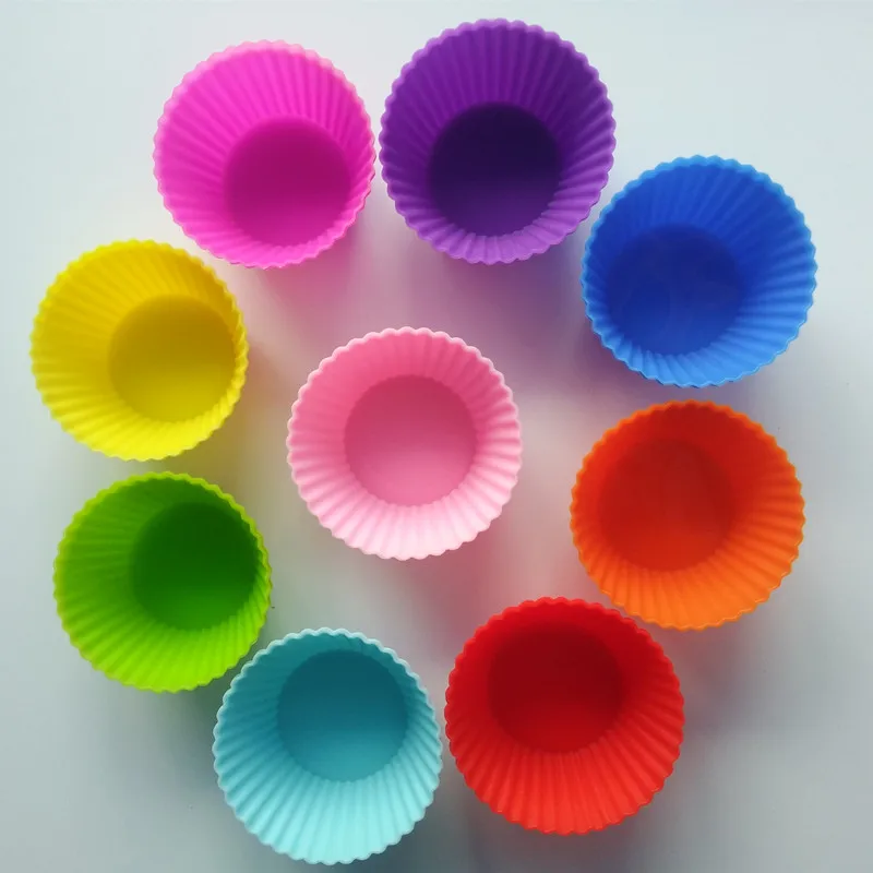 

Cupcake Liners Mold 12pcs 6 Colors Round Silicone Muffin Box Cups Cake Case Tool Bakeware Baking Cupcake Tools Kitchen Gadgets