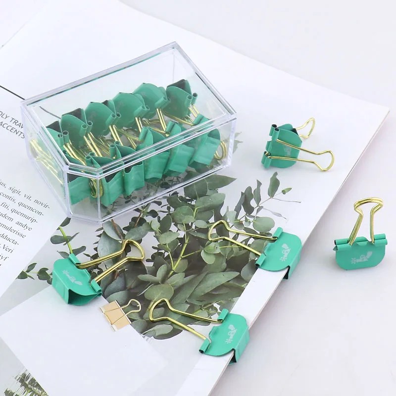 

TUTU 12pcs/box The gun pipe deer green miox Metal Binder Clips Notes Letter Paper Clip Office Supplies 25mm H0188