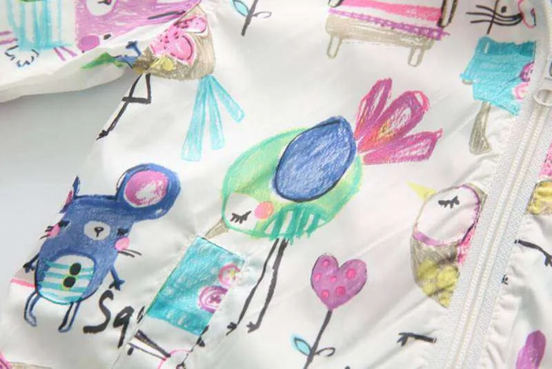 CUte Rabbit Graffiti Kids Jacket For Girls Trench Coats Spring Sunscreen Clothing Comfortable Girl Jackets Girls Outerwear Coats (6)