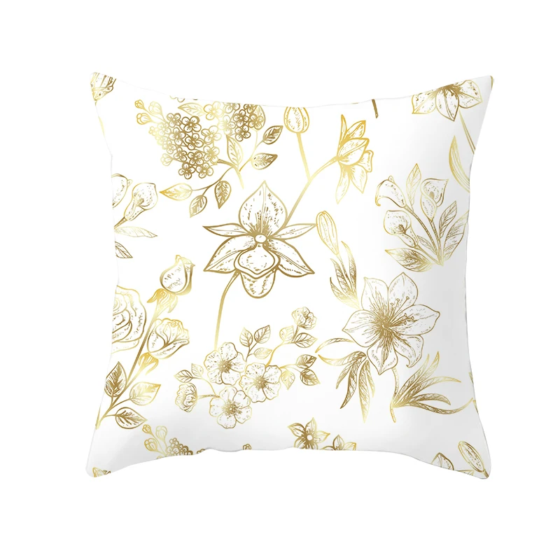 Fuwatacchi, золотые цветы, подушка с принтами листьев, накидка клевера, наволочка для дома, дивана, декоративные подушки для стульев 45*45 см - Цвет: PC10107