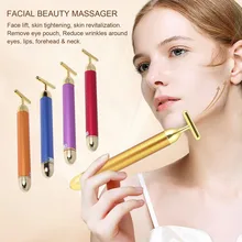 24k золото Вибрация для похудения лица красота бар Пульс Укрепляющий роликовый массажер для лица Подтяжка кожи палочка, разглаживающая морщины