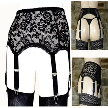 Женское сексуальное нижнее белье, кружевные сетчатые подвязки с поясом, 6 ремешков, чулочно-носочные изделия с подвязками, сексуальный костюм