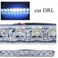 1 пара автомобиля дневного света 12 V сверхмощный алюминиевый Водонепроницаемый белый свет с отложным воротником 9 светодиодов X2 автомобилей Стайлинг источник света