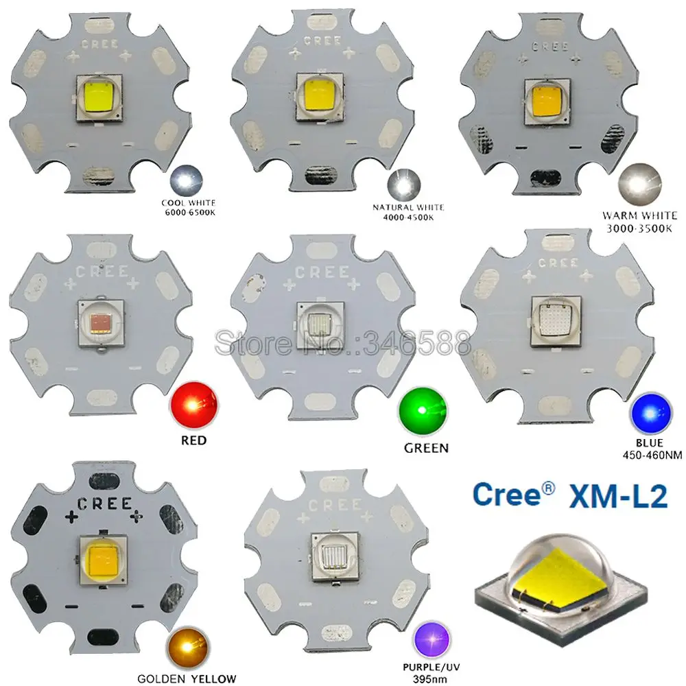 

1PC CREE XML2 LED XM-L2 Diode T6 10W White Neutral Warm White Flashlight Chip Red Green Blue UV Yellow High Power LED Emitter