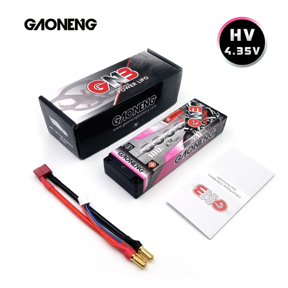 Gaoneng GNB 6000 mAh 7,6 V HV 100C/200C 2 S Hardcase 2 S LiPo батарейный блок 5,0 мм bullet Deans T Plug для 1:10 1/10 RC автомобиль RC лодка