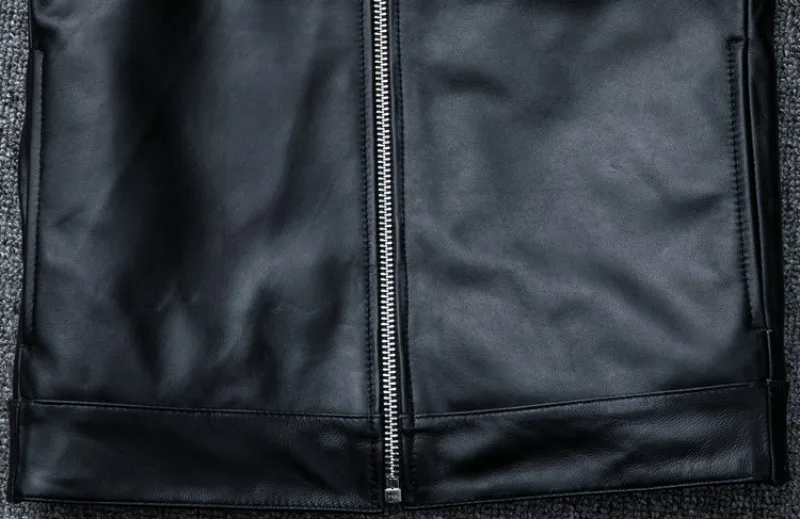 Черные тонкие роскошные кожаные куртки из овчины мужские мотоциклетные куртки с воротником-стойкой из натуральной кожи зимние модные байкерские короткие пальто