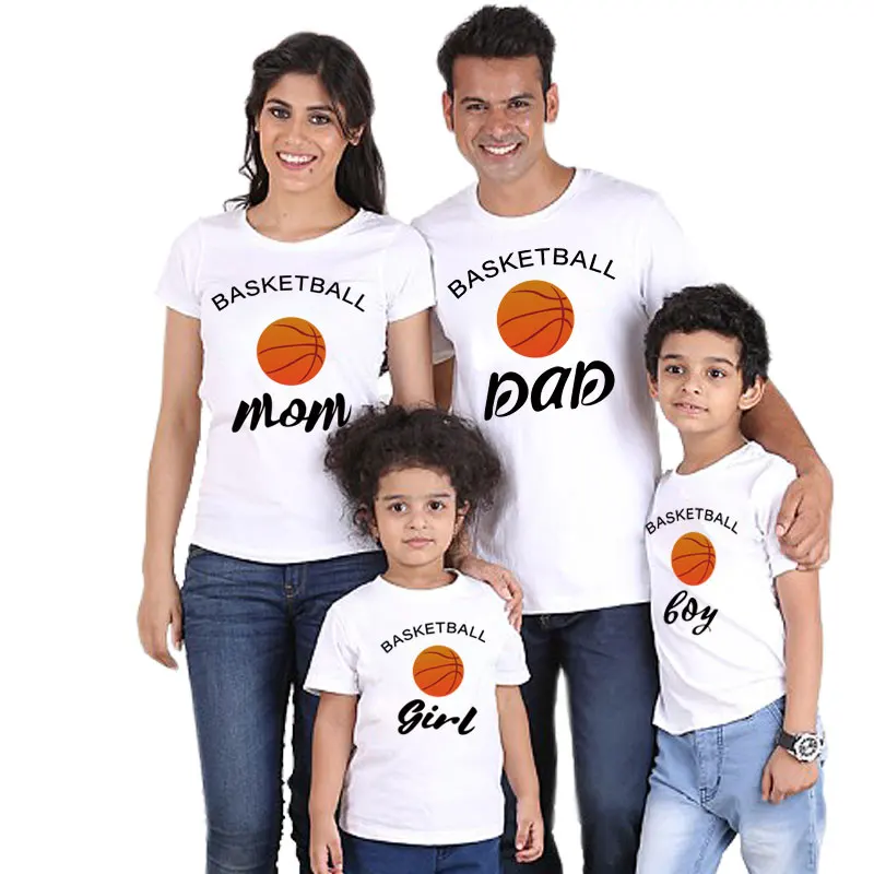 Баскетбольная семейная футболка для мамы и дочки, Одинаковая одежда забавные наряды для папы, мамы, мальчика и девочки одежда для мамы и дочки модная одежда для мамы