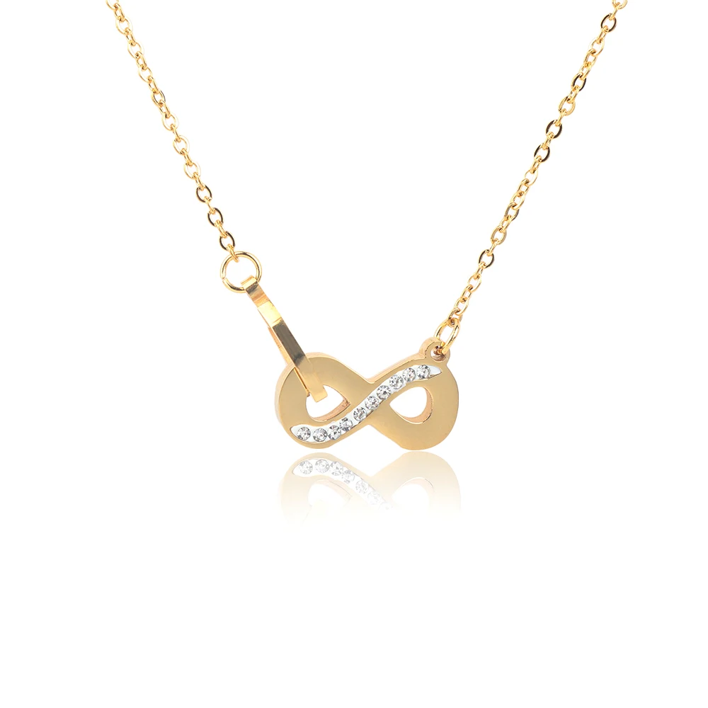 

Women Stainless Steel Simple Infinity Symbol Number 8 Buckle Pendant Short Necklace Fashion Jewelry For Wedding Evening Party