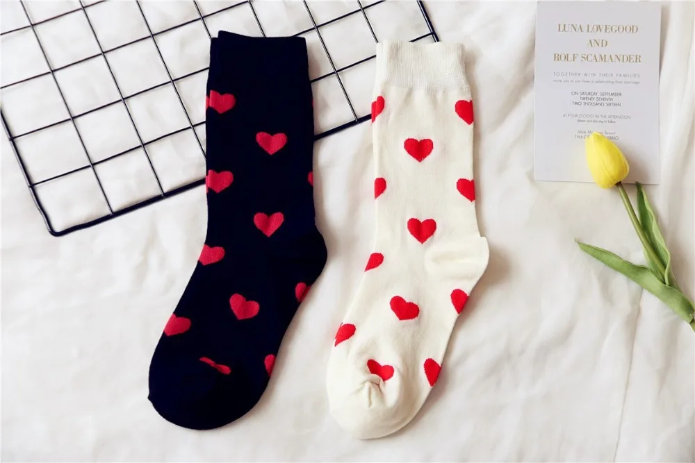 CHAOZHU новые модные счастливые носки подарок ко Дню Святого Валентина женские хлопковые вязаные Мягкие Носки с рисунком сердца