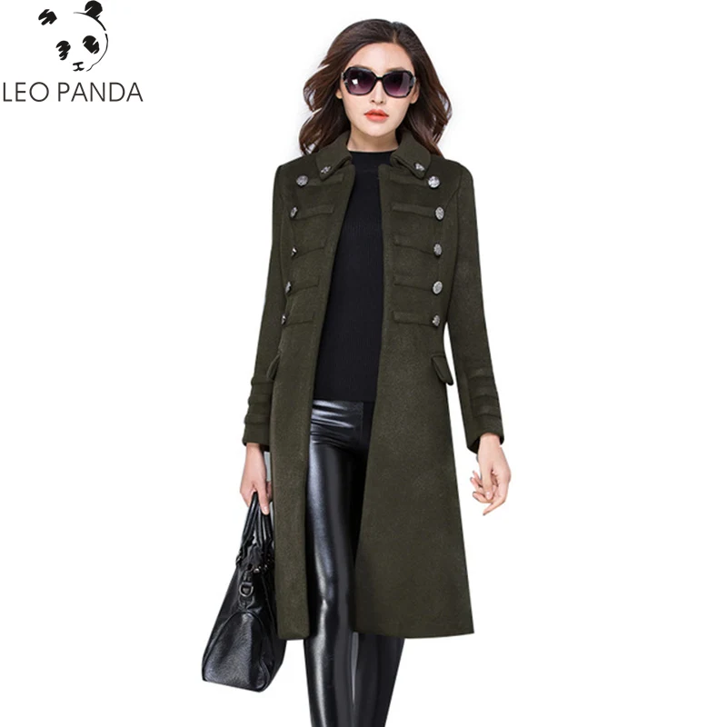 

Winter Women New Turn Down Collar Slim Wool Coat Autumn Fashion Mid long High quality Double-breasted Female Outerwear ZX1304