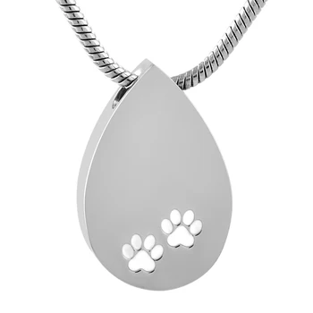 

9582 Welcome to Custom Engrave Pet Name Keepsake Jewelry Dog paw print Teardrop Stainless Steel Cremation pendant For Pet Ashes