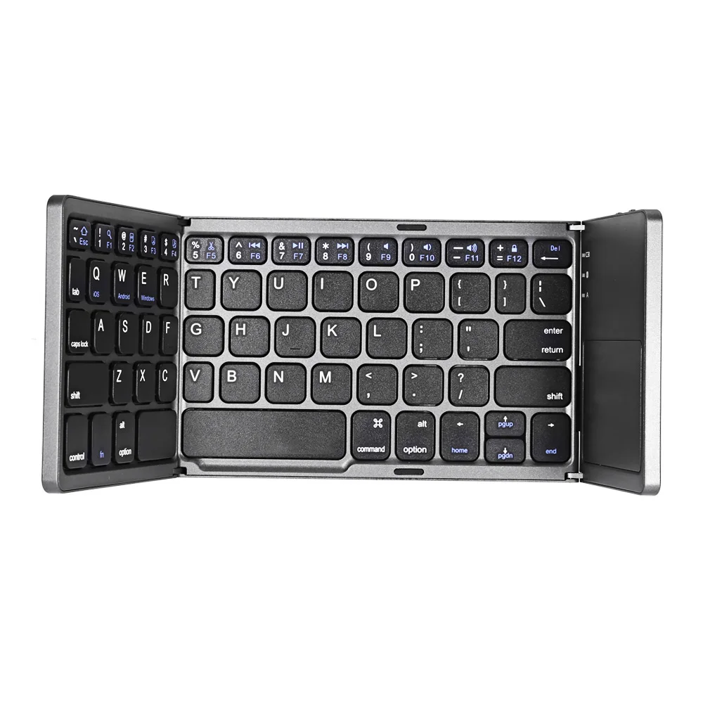 Portable Twice Folding Bluetooth Keyboard BT Wireless Foldable Touchpad