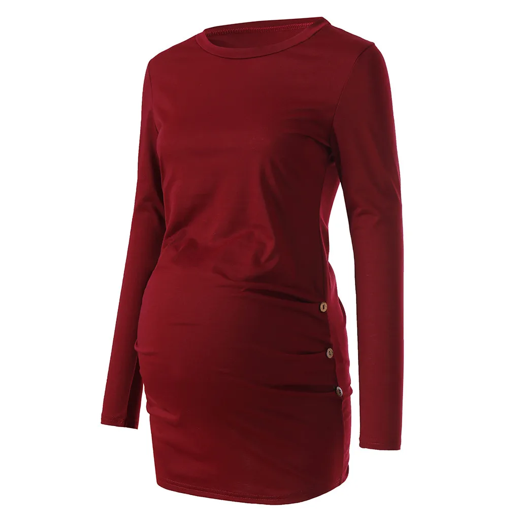 

Maternity Clothes For Women Side Button Hooded Tops T-Shirt Winter Breastfeeding Nursing Pregnant Tee Long Shirt D11