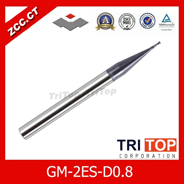 

5PCS/LOT ZCC.CT GM-2ES-D0.8 Solid Carbide 2-flute flattened Tiny diameter end mills with straight shank general milling