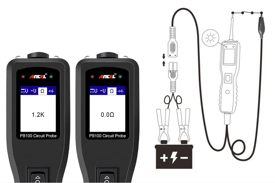 ANCEL PB100 Autobatterietester Diagnosewerkzeug 12V/24V Power Probe Circuit  Tester