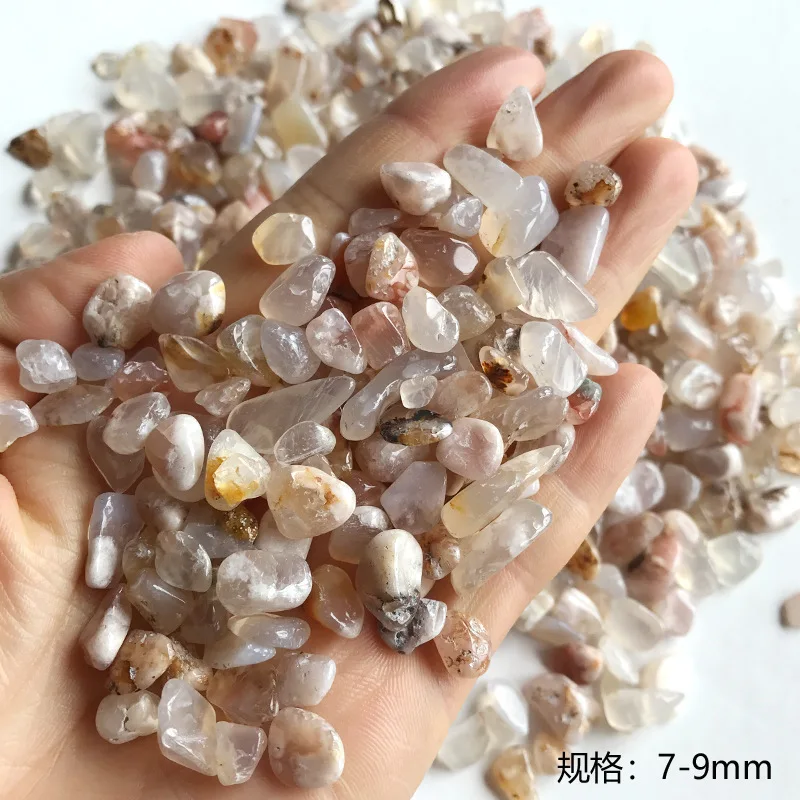 

2 Size 50g Natural Cherry Blossom Agate Gravel Tumbled Bulk Quartz Stone Healing Reiki Gemstones Home Decoration