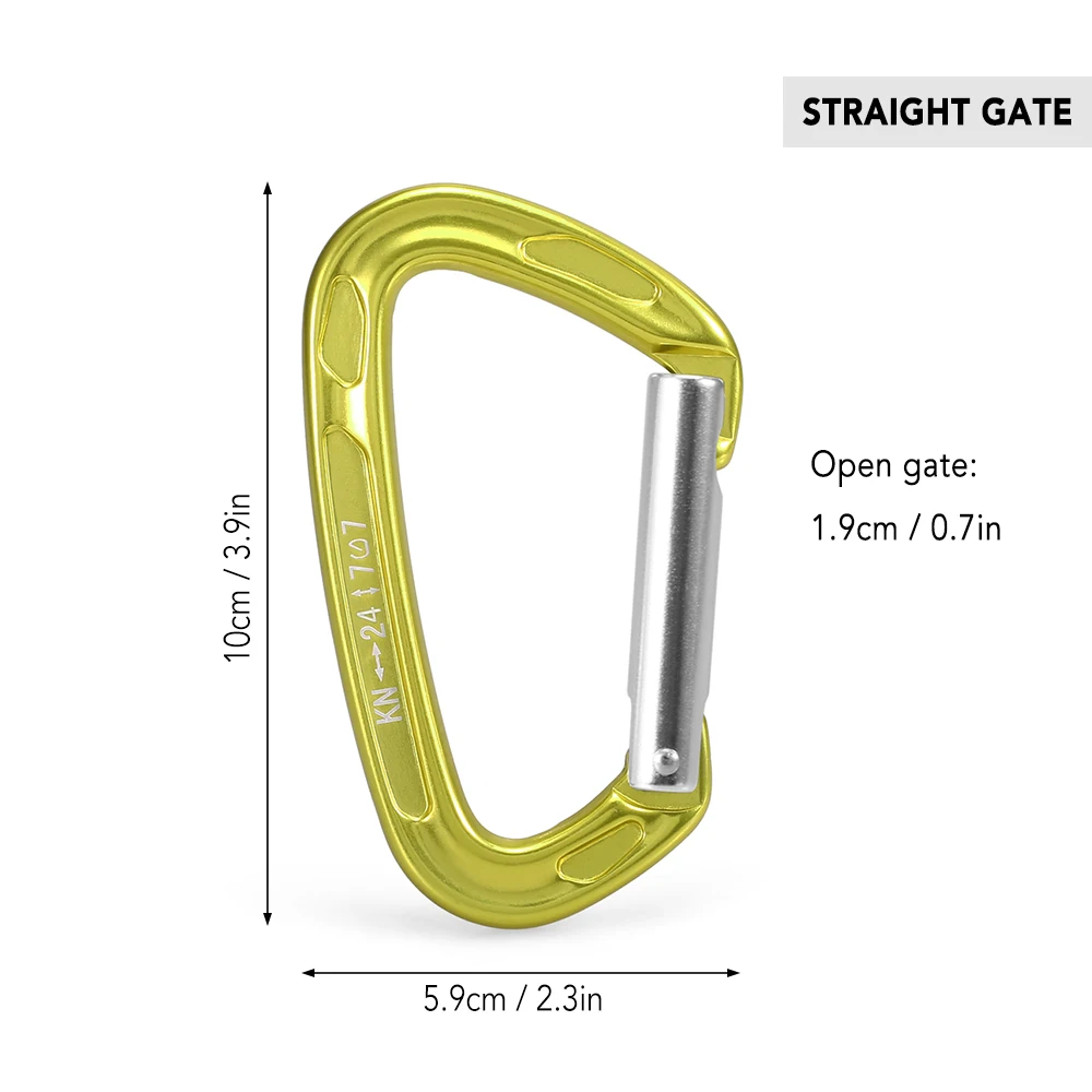 22KN / 24KN Climbing Canyoning Backpacking Hammocks Key Nose Carabiner Straight/Bent Gate Carabiner Non-locking Gate Carabiner