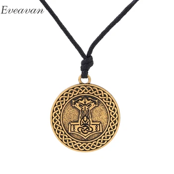 

EUEAVAN 15pcs Vintage Thor's Hammer Amulets Mjolnir Pendant Necklace A Symbol Of Healing and Protection Jewelry Zinc Alloy