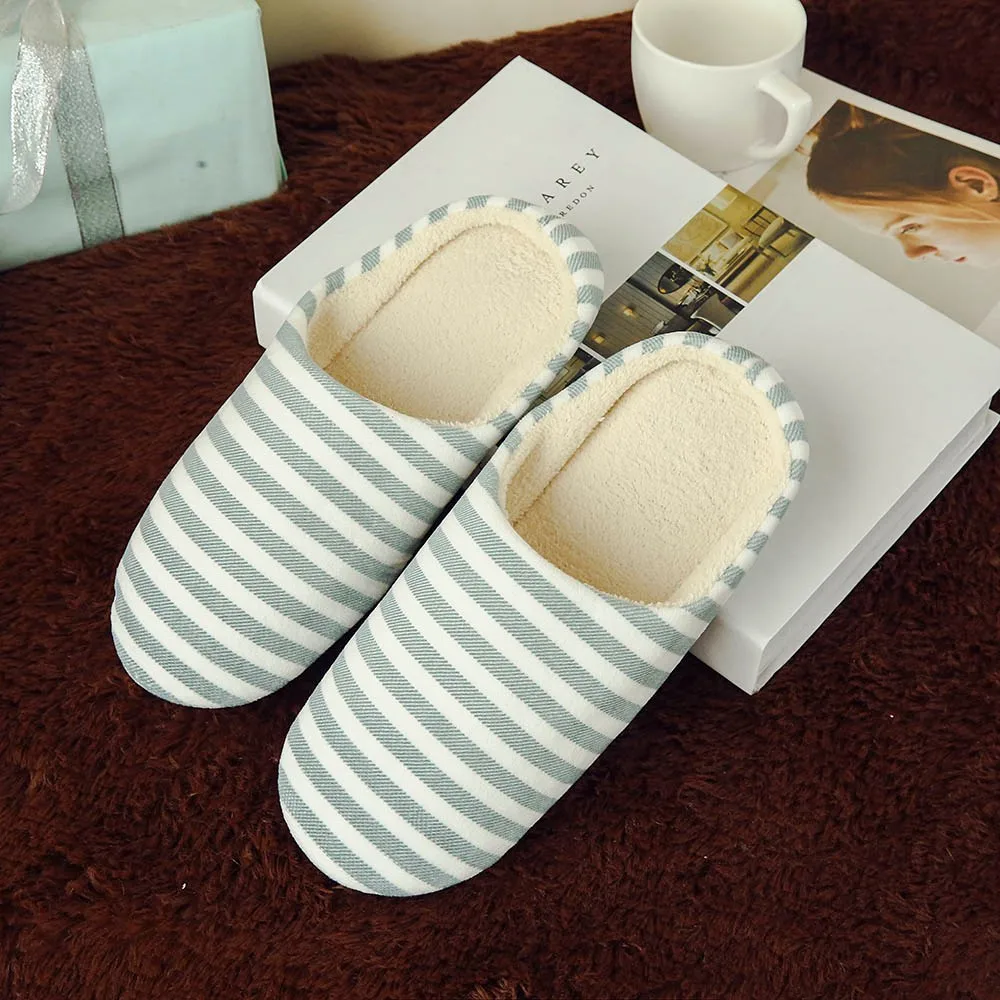 Sleeper#501 NEW Women Men Warm Striped Slipper Indoors Anti-slip Winter House Shoes casual home ladies hot Free Shipping