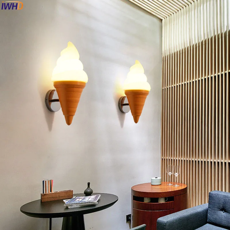 the range wall lights IWHD Ice Cream Modern Wall Lamp Carton Children Room Bar LED Wall Light Sconce Fixtures Arandelas Lampara Pared wall mounted lights