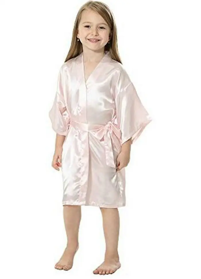 Flower Girls children Kimono robe,sleepwear nightwear dress satin gowns