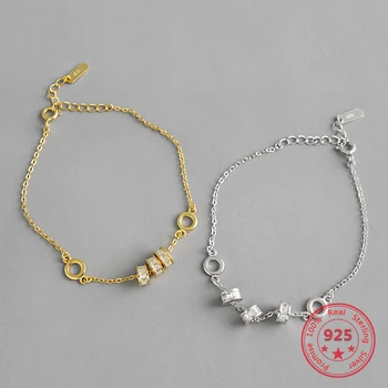 

100% S925 Sterling Silver Chain Bracelets Gold Silver Color Zircon Lucky Beads Bracelet Fine Jewelry for Women