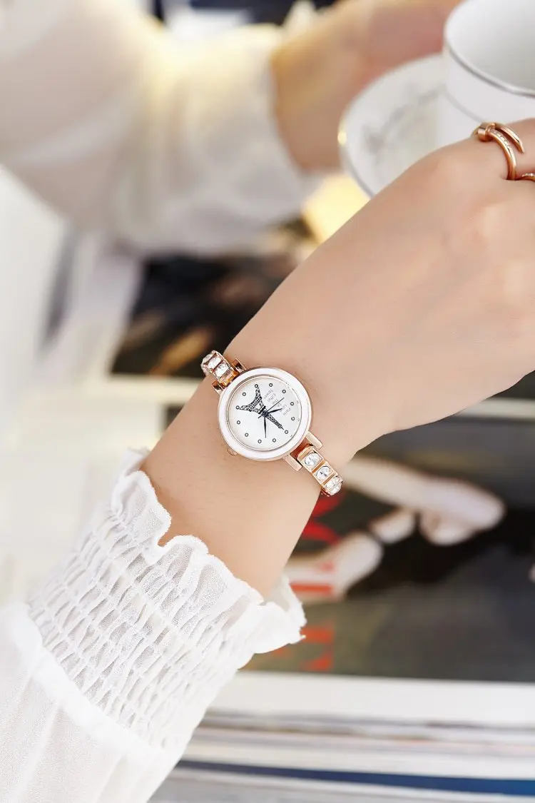 Модный золотой браслет часы для женщин Топ люксовый бренд дамы горный хрусталь кварцевые часы знаменитые наручные часы Relogio Feminino Hodinky