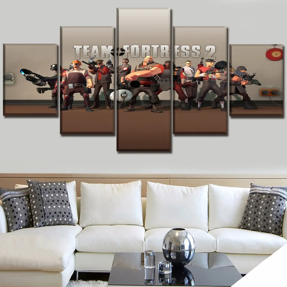 

HD Printed Poster Decor Modular Pictures Framework 5 Panel Canvas Print Game Team Fortress 2 Painting Modern Wall Art Home Decor