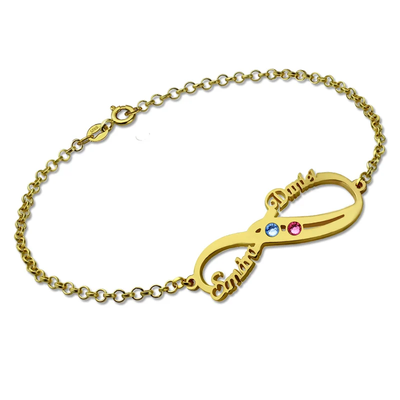 

AILIN Personalized Infinity Birthstone Bracelet Double Name Bracelet Gold Color Couple & Friendship Bracelet for Women Jewelry