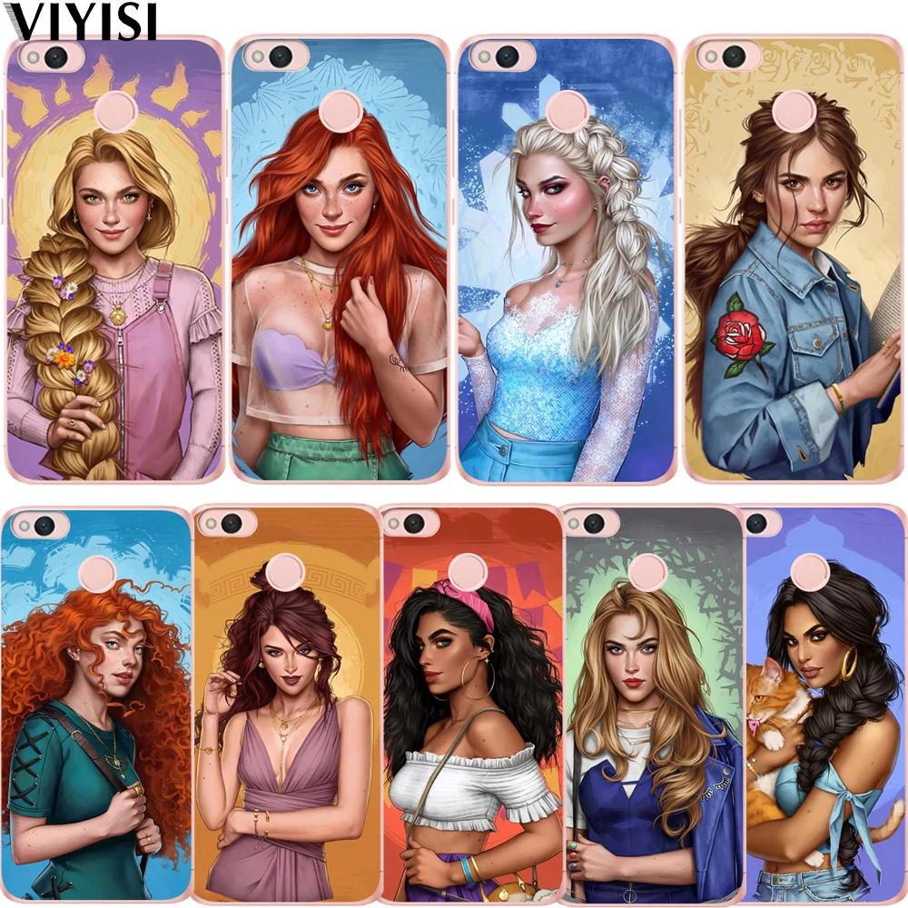 

Fashion Princess Elsa Tinker Bell Cinderella Ariel Case For Xiaomi Redmi mi 8 Mi 9 Note 5A 6 4 A2 Lite A1 4X 6 4A 5X Etui Coque