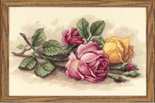 Высокое качество красивый прекрасный Счетный Набор для вышивки крестом Розы Красные и желтые цветы розы