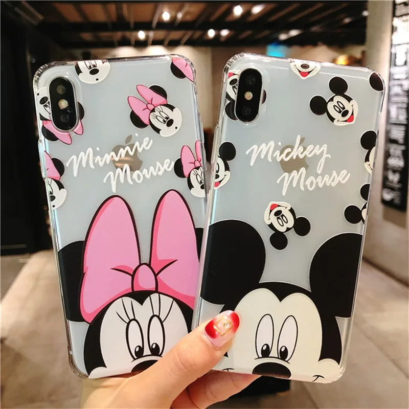 

Matte TPU Case For iPhone 8 8 Plus Soft Silicone Cartoon Minnie Mickey Mouse Phone Cover For iPhone X 10 7 6 6s plus coque capa