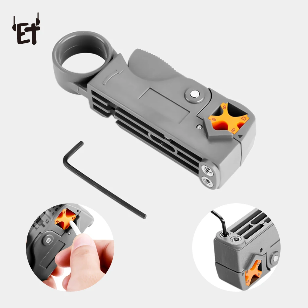 

ET Automatic Cable Stripping Tool for Coaxial Cables RG 58/59/62 Cables Network Tool Mini Wire Stripper Pliers w/ Hexagon Wrench