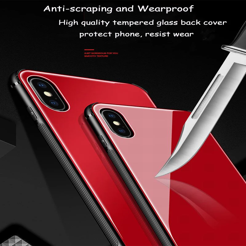 Ascromy-for-iPhone-X-10-TPU-Case-Hybrid-Tempered-Glass-Back-Cover-Anti-scratch-Shockproof-Protective-Cover-for-Apple-iPhone-X-10-Accessories (8)