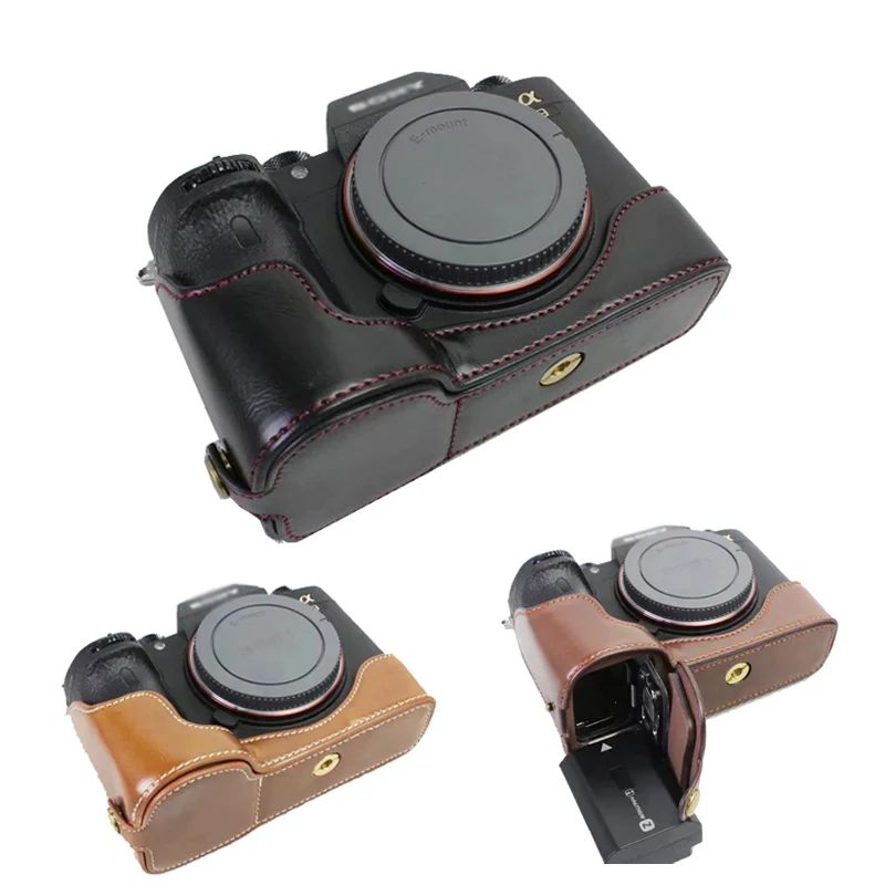 Goede PU Leather Camera Case Half Bag Cover Voor Sony ILCE 9 A9 A7RM3 A7RIII A7R MarkIII A7R3 A73 A7M3 A7III Met batterij Opening