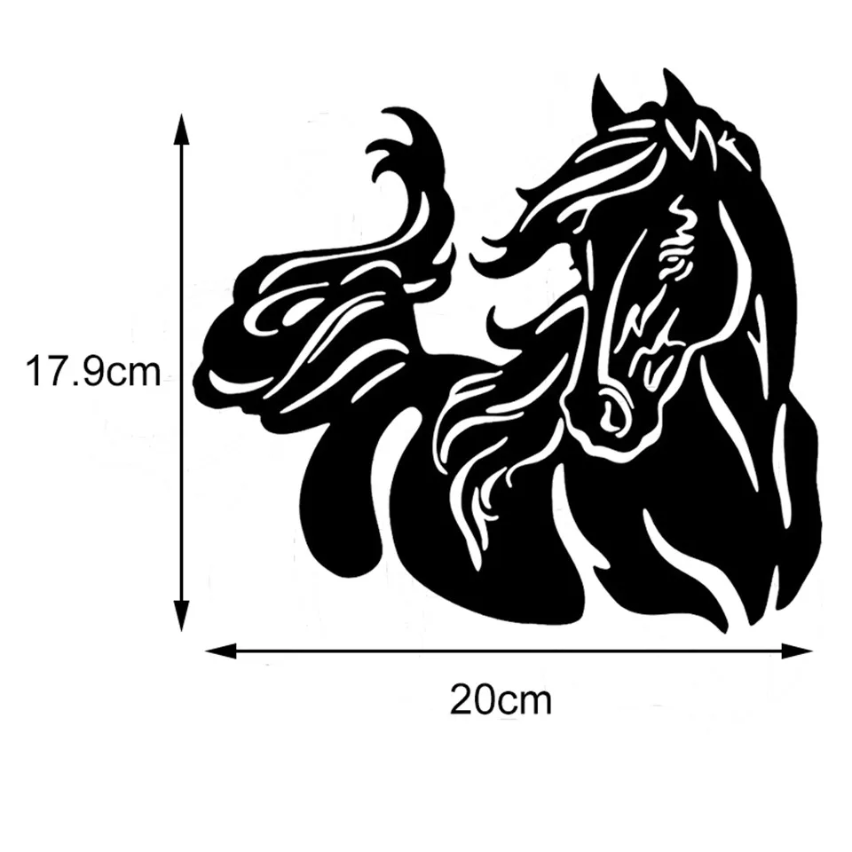 2017.9CM Beautiful Horse Pattern Car Body Stickers Stylish Pet Equine Car Body Decals Car For Ford Audi BMW Toyota VW Black (4)