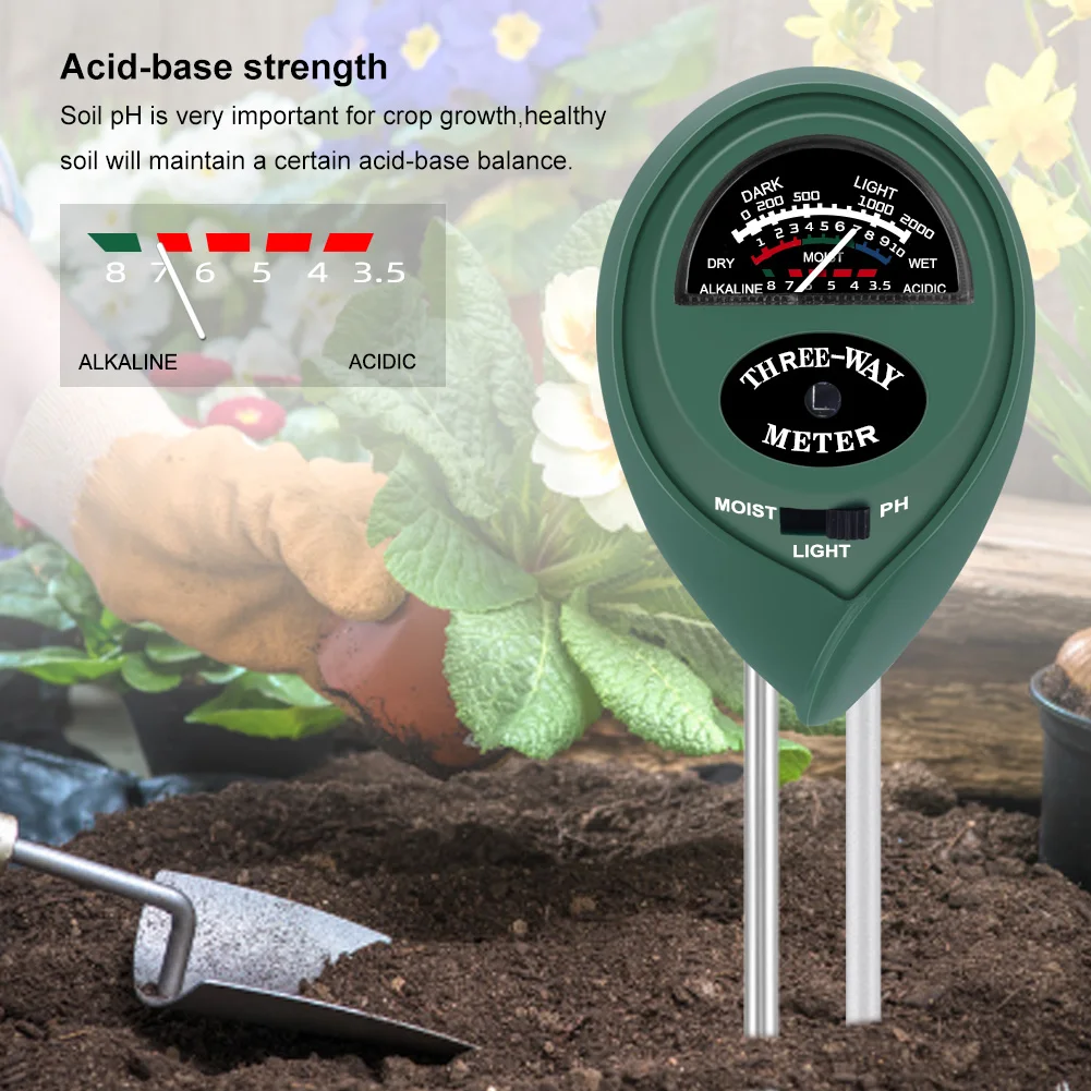 Трехв-1 Круглый Инструмент для грунта садовый инвентарь анализатор почвы гигрометр/измерительный рН-метр/тестер освещенности