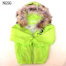 NGSG натуральный мех енота воротник для детей капюшон 55 см девочка мальчик зимнее пальто шарф из натурального меха 9015
