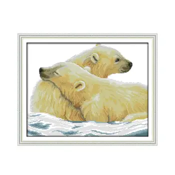

Cross stitch polar bear mother and child animal kit, ice snow hand-DIY cross-stitch embroidery factory direct wholesale