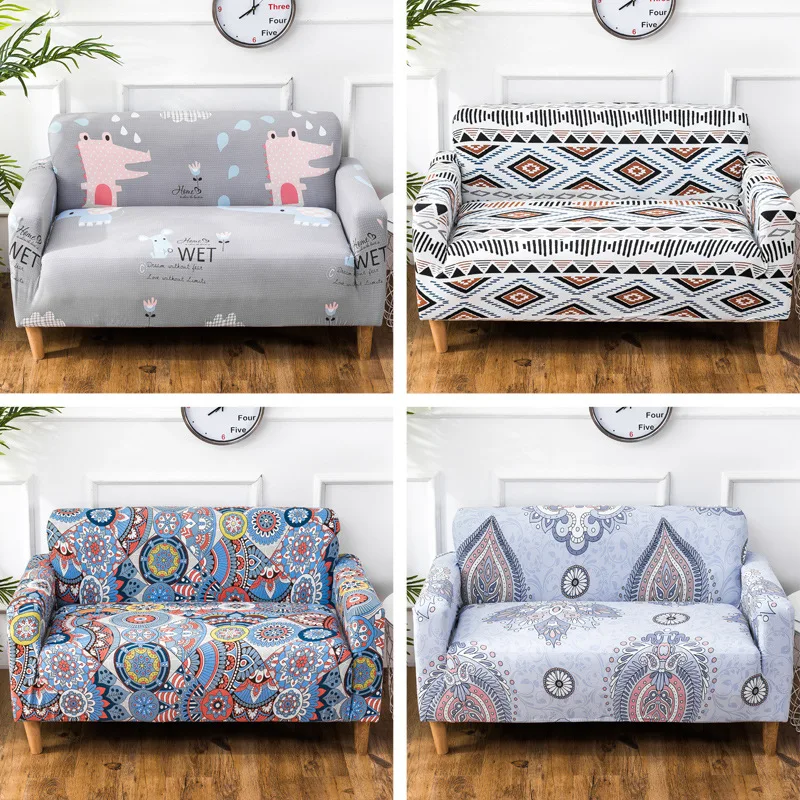 

Geometric Pattern Sofa Cover Elastic Polyester Sectional L Shape Couch Slipcover Home Decorative 1/2/3/4 Seat 4 Season Sofa Towe