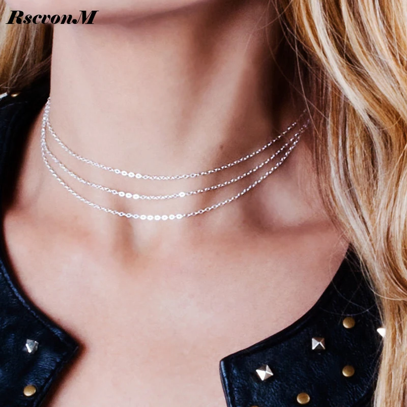 RscvonM New trendy jewelry chain link necklace Sexy Multilayer Tassel