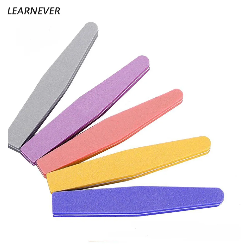 

LEARNEVER 1PCS Colors random Professional Nail Files Nail Buffer Buffing Slim Crescent 100/180 Nail Beauty Tools