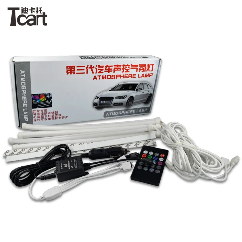 Tcart 4 шт./компл. Автомобильные светодиодные RGB подсветки для салона 12 В постоянного
