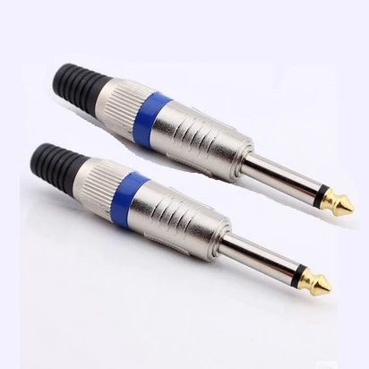 

Free shipping 40pcs/lots 6.35mm MONO Metal Plug 1/4 Audio Connector gloden plated tip
