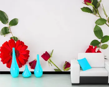 

Papel de parede Gerberas Roses Carnations flower 3d wallpaper,living room sofa TV wall bedroom wall papers home decor murals