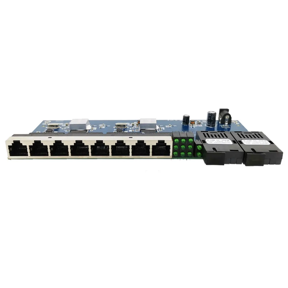 2G8E 8UTP RJ45 Gigabit Ethernet коммутатор 2*1 25G Волоконно порт разъем SC 8*10/100/1000 м PCBA плата